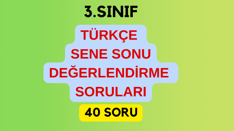 3.Sınıf Türkçe Sene Sonu Değerlendirme Soruları