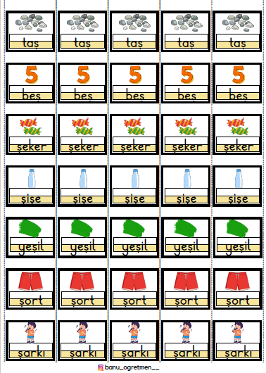 Ş Sesi Kelimeleri-Şeritli Defter Çalışması