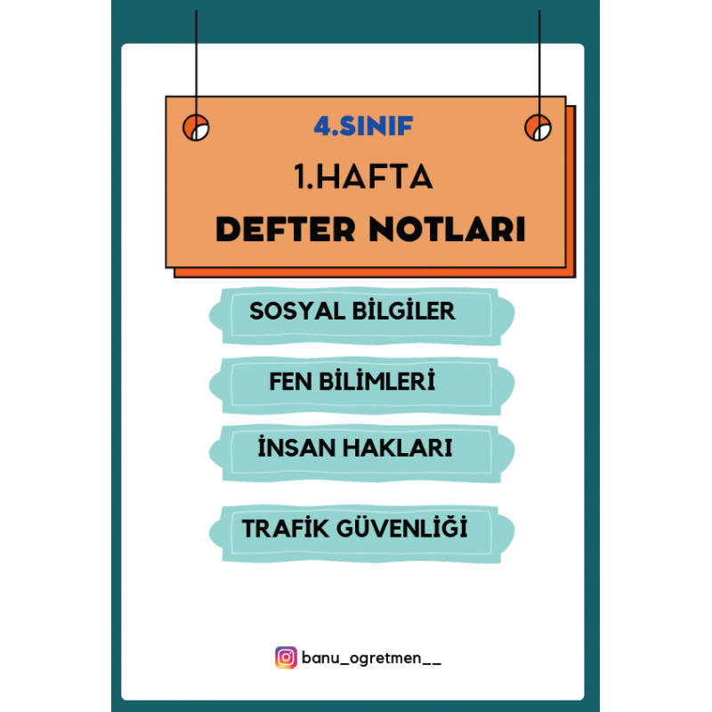 4. Sınıf 1. Hafta Defter Notları