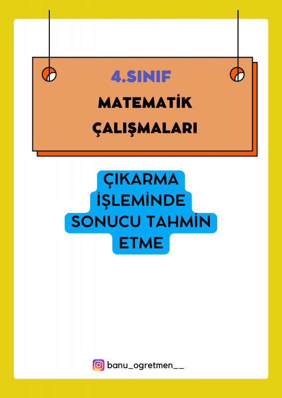 Çıkarma İşleminde Sonucu Tahmin Etme- Cevap Anahtarlı