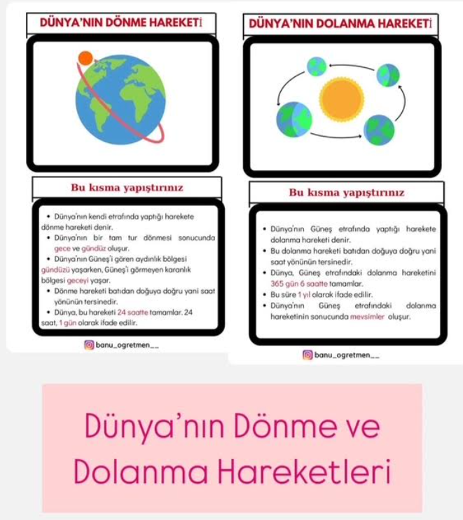 Dünya'nın Hareketleri İnteraktif Defter Çalışması