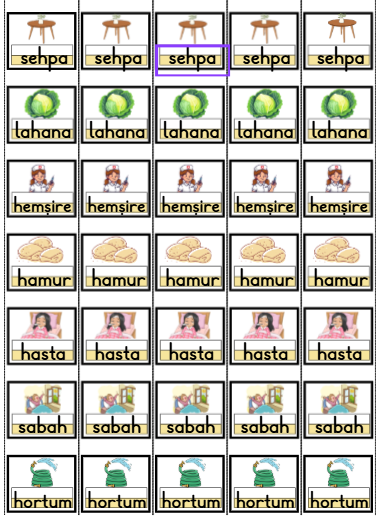 H Sesi Kelimeleri-Şeritli Defter Çalışması