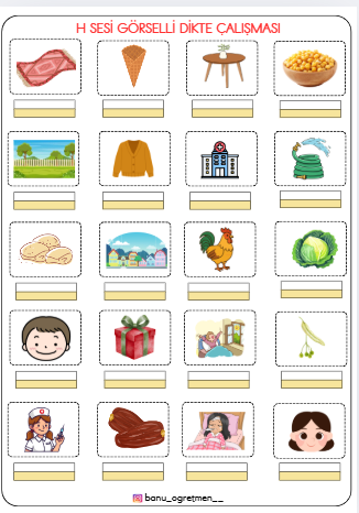 H Sesi Görselli Dikte Çalışması