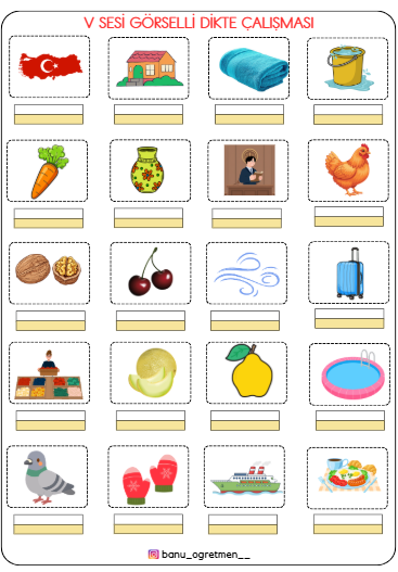 V Sesi Görselli Dikte Çalışması