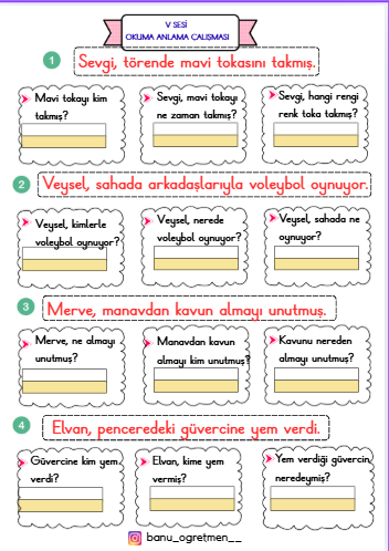 V Sesi Okuma Anlama Çalışması