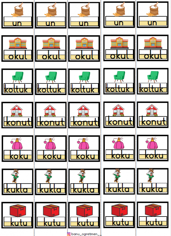 U Sesi Kelimeleri Şeritli- İnteraktif Defter 