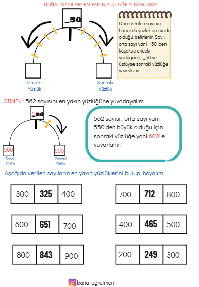Doğal Sayıları En Yakın Onluğa ve Yuvarlama Etkinlik ve Testi