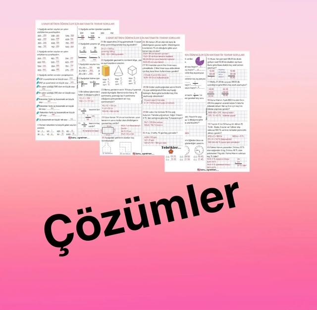 Çözümler-3.Sınıfı Bitiren Öğrenciler için Matematik