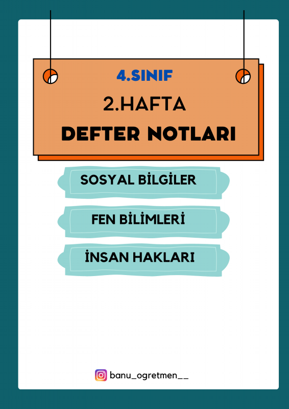 4.Sınıf 2.Hafta Defter Notları