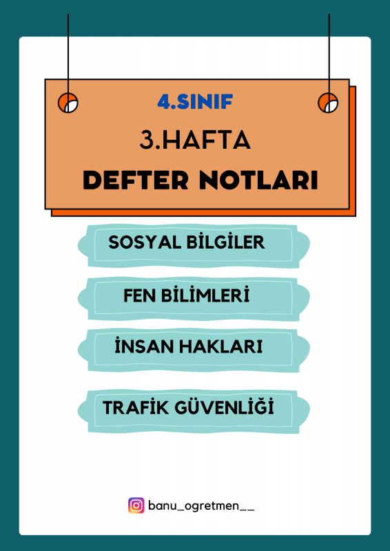 4.Sınıf 3.Hafta Defter Notları