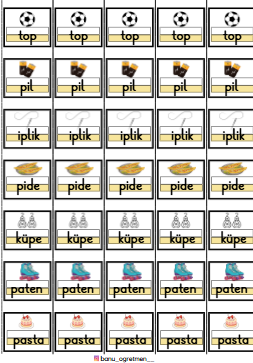 P Sesi Kelimeleri-Şeritli Defter Çalışması