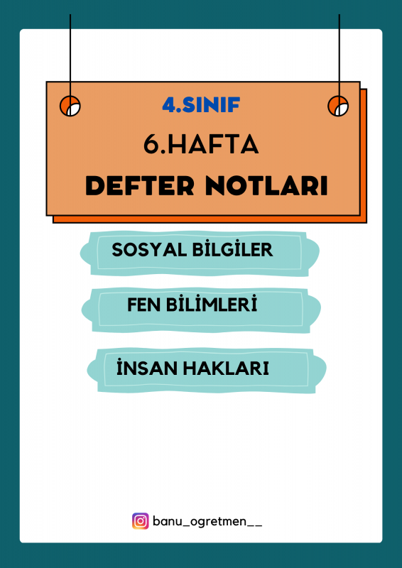 4.Sınıf 6.Hafta Defter Notları