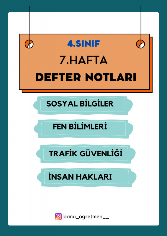 4.Sınıf 7.Hafta Defter Notları