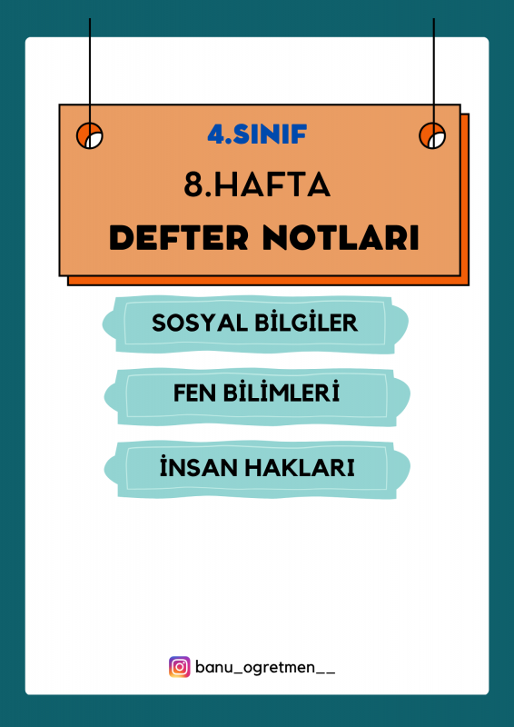 4.Sınıf 8.Hafta Defter Notları