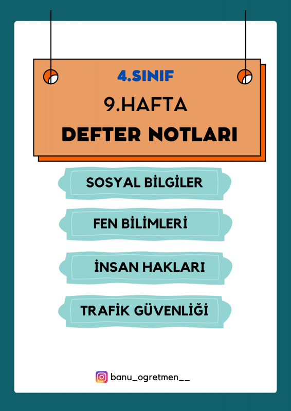 4.Sınıf 9.Hafta Defter Notları