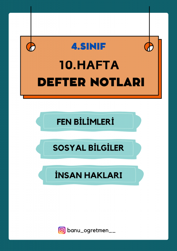 4.Sınıf 10.Hafta Defter Notları