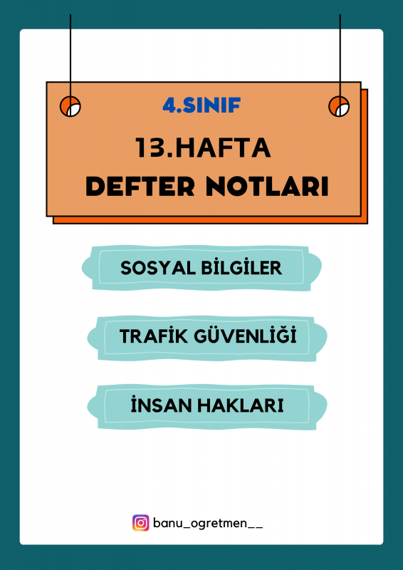 4.Sınıf 13.Hafta Defter Notları