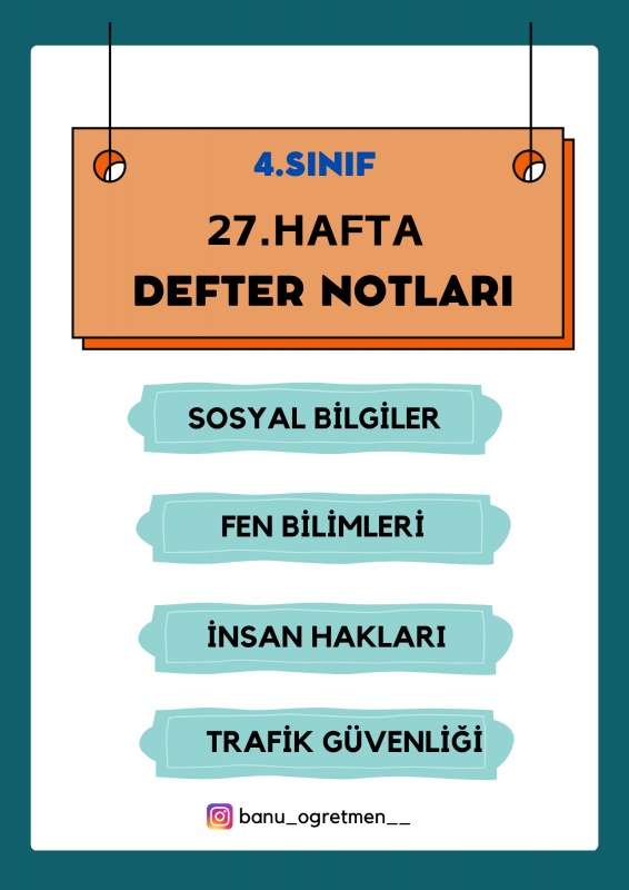 4.Sınıf 27.Hafta Defter Notları
