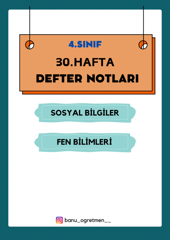 4.Sınıf 30.Hafta Defter Notları