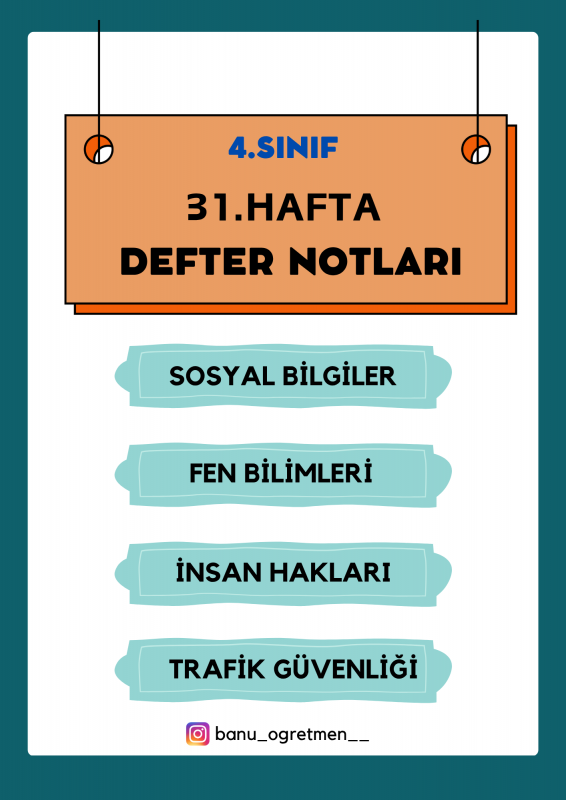 4.Sınıf 31.Hafta Defter Notları