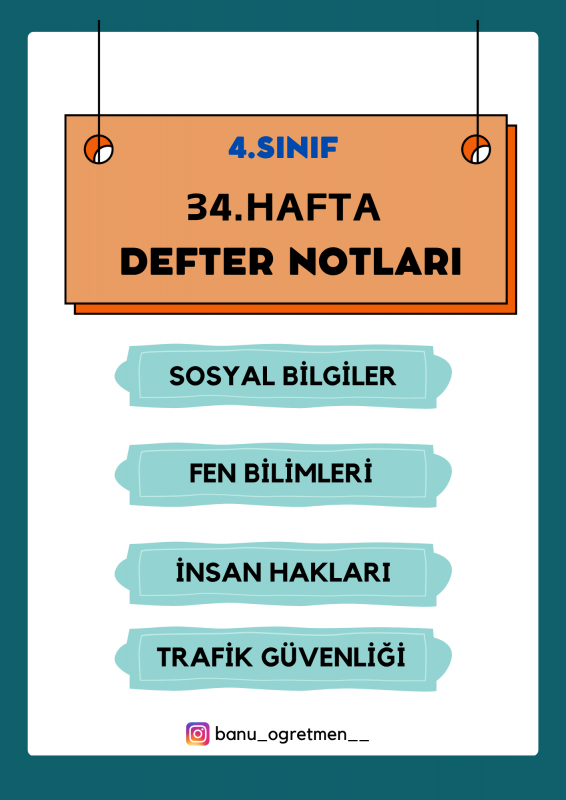 4.Sınıf 34.Hafta Defter Notları