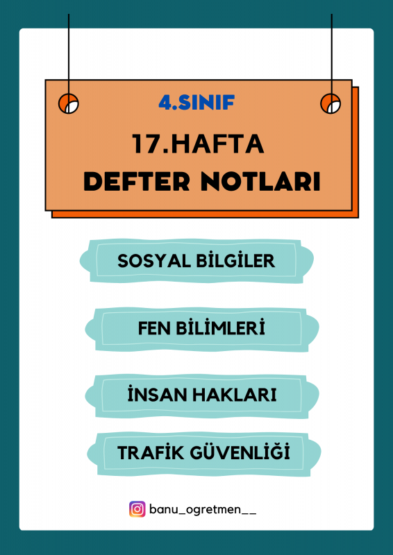 4.Sınıf 17.Hafta Defter Notları