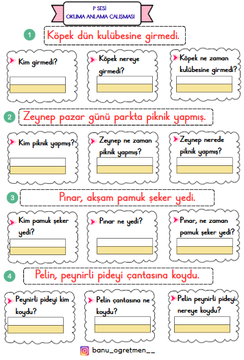 P Sesi Okuma Anlama Çalışması