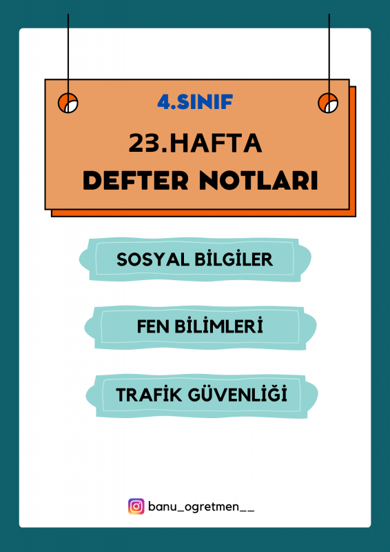 4.Sınıf 23.Hafta Defter Notları