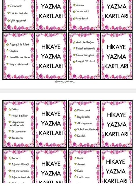 Hikaye Yazma Kartları