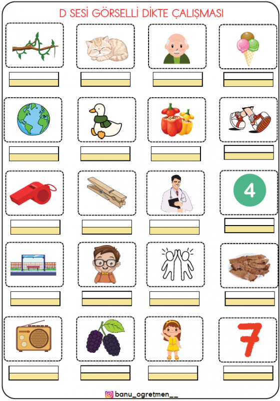 D Sesi Görselli Dikte Çalışması