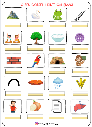 Ğ Sesi Görselli Dikte Çalışması