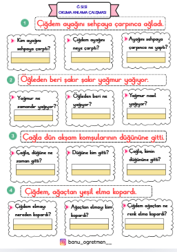 Ğ Sesi Okuma Anlama Çalışması