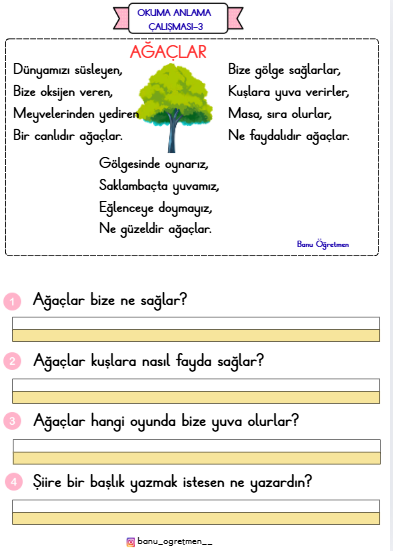 Oku-Anla-3 Ağaçlar Şiiri