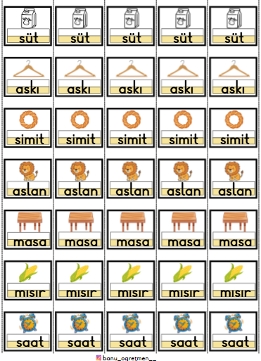 S Sesi Kelimeleri-Şeritli-İnteraktif Defter Çalışması
