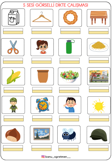 S Sesi Görselli Dikte Çalışması