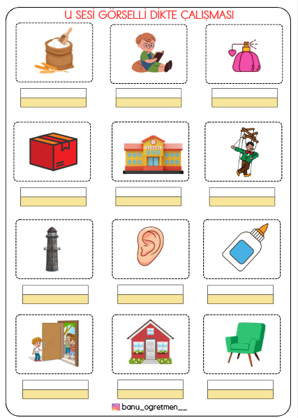 U Sesi Görselli Dikte Çalışması