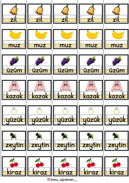 Z Sesi Kelimeleri-Şeritli Defter Çalışması