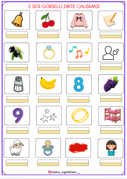 Z Sesi Görselli Dikte Çalışması