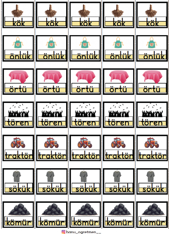 Ö Sesi Kelimeleri-Şeritli-İnteraktif Defter Çalışması