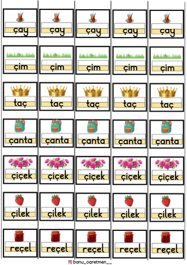 Ç Sesi Kelimeleri-Şeritli Defter Çalışması