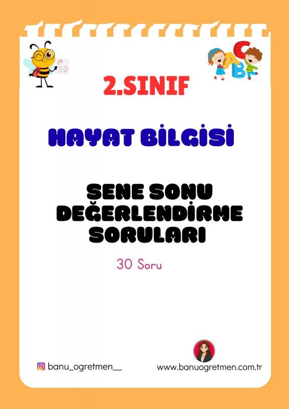 2.Sınıf Hayat Bilgisi Sene Sonu Değerlendirme Soruları