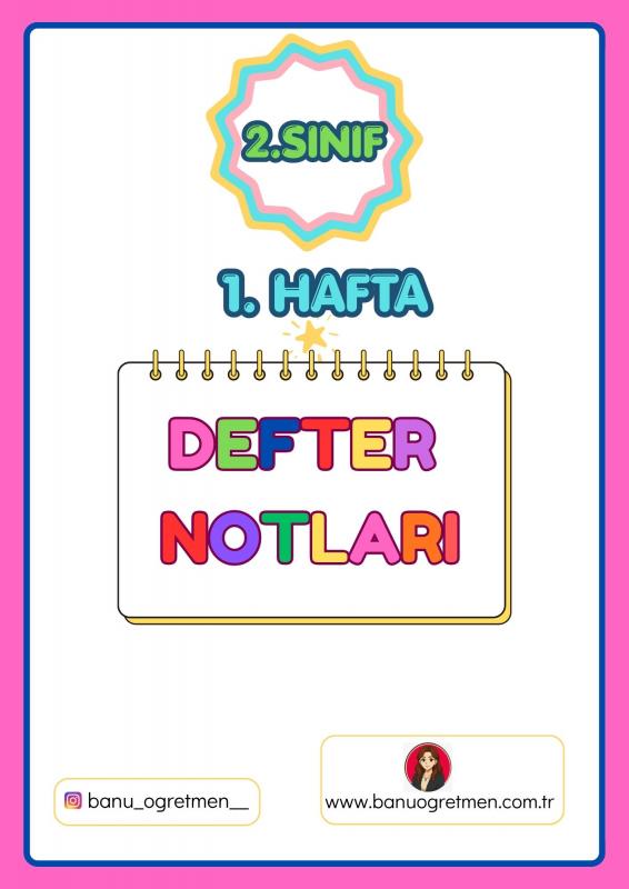 2.Sınıf 1.Hafta Defter Notları