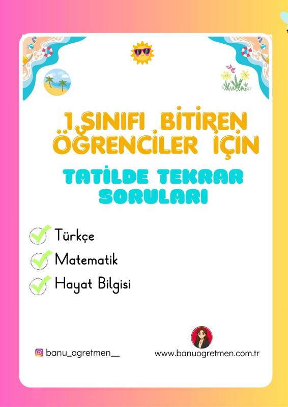 1.Sınıf Sonu Yaz Tatilinde Tekrar Soruları
