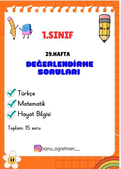 1.Sınıf 29.Hafta Değerlendirme Soruları