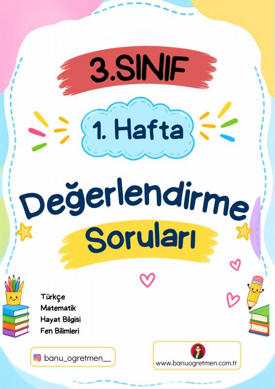 3.Sınıf 1.Hafta Değerlendirme Soruları
