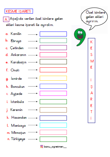 Kesme İşareti Etkinlikleri