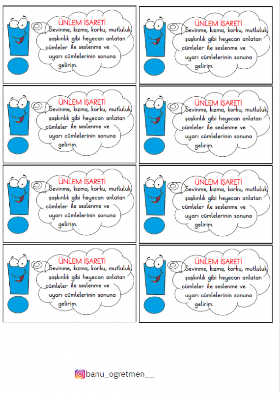 Ünlem İşareti Defter Çalışması ve Etkinlikleri