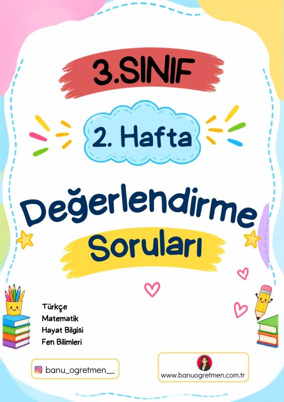 3.Sınıf 2.Hafta Değerlendirme Soruları