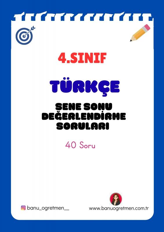 4.Sınıf Türkçe Sene Sonu Değerlendirme Soruları
