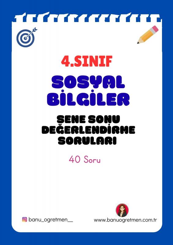 4.Sınıf Sosyal Bilgiler Sene Sonu Değerlendirme Soruları